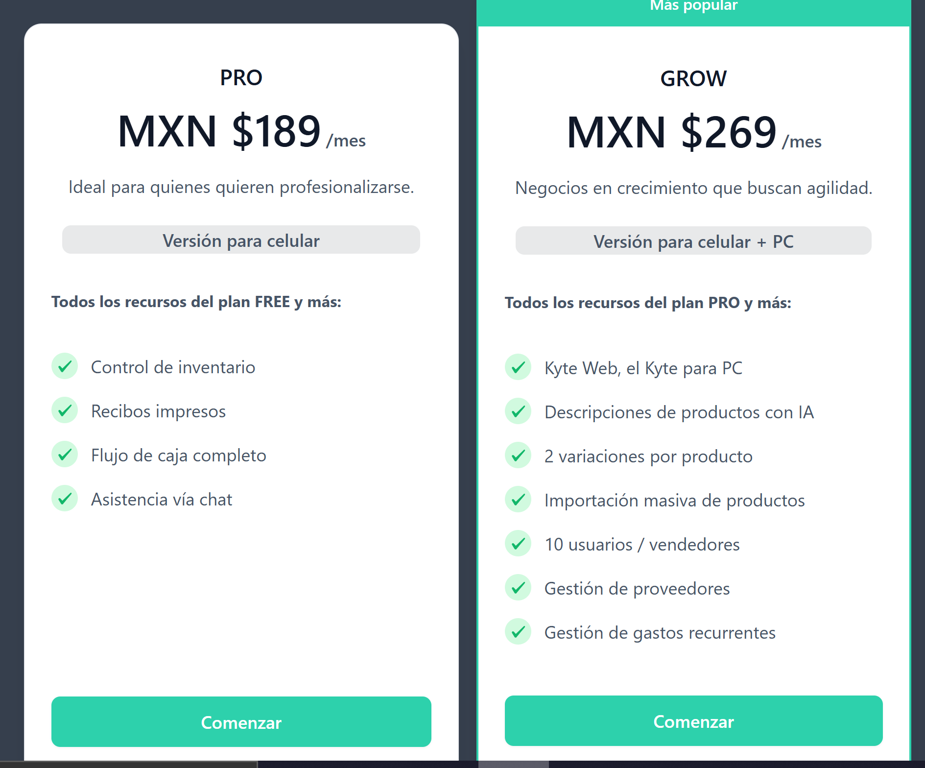 Ejemplo visual de planes